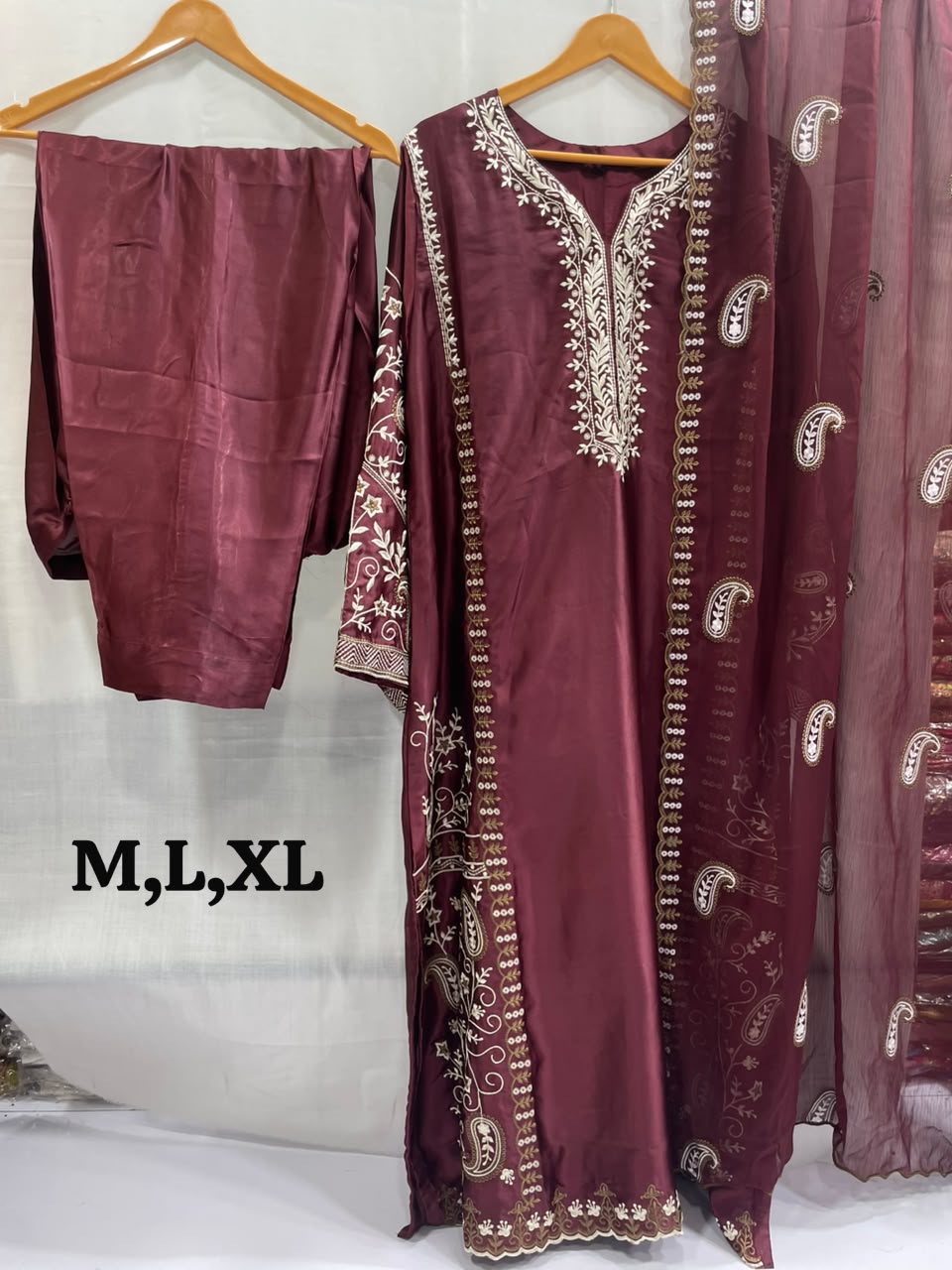 Silk Kaftan 3 Pcs Suit
