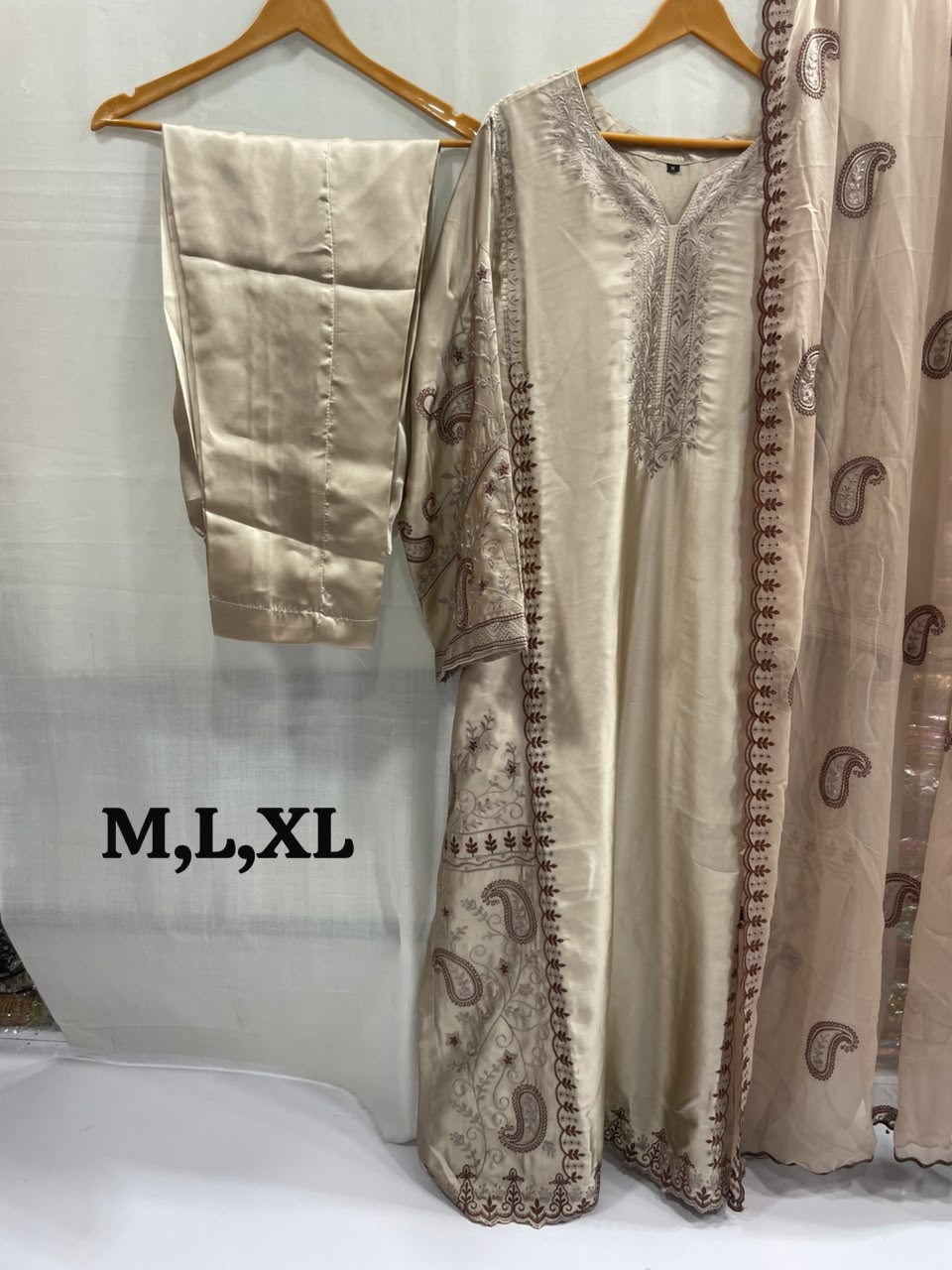 Silk Kaftan 3 Pcs Suit