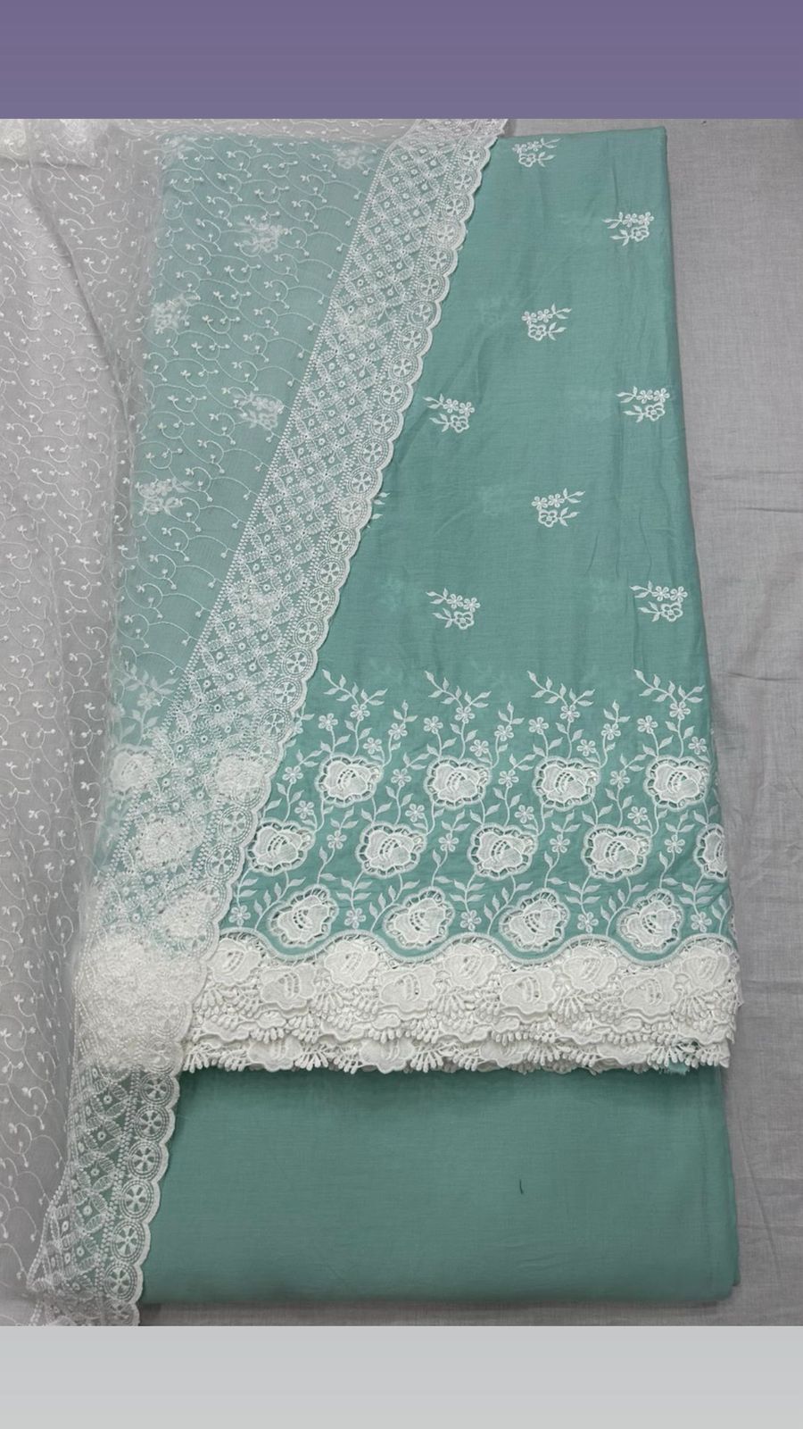 Chicken Kari Cutwork Pure Cotton Lawn 3 Pcs Suits