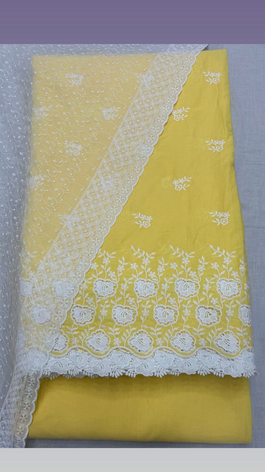 Chicken Kari Cutwork Pure Cotton Lawn 3 Pcs Suits