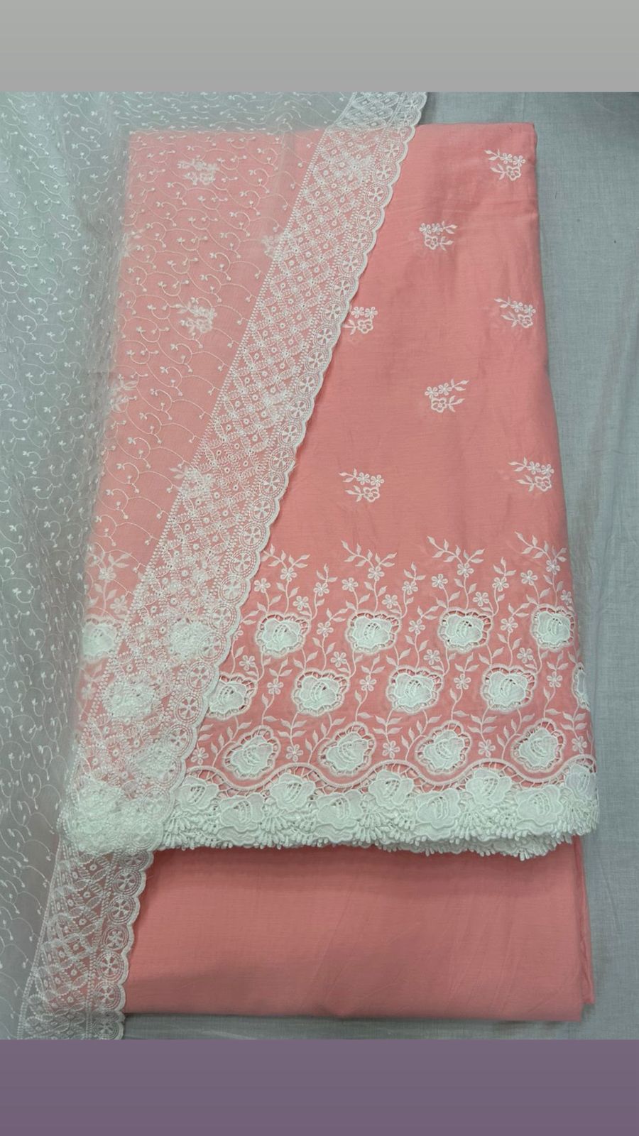 Chicken Kari Cutwork Pure Cotton Lawn 3 Pcs Suits