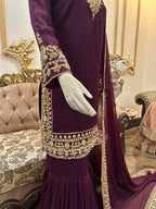 Ready To Wear Pure Chiffon Beautiful Handwork 3 Pcs