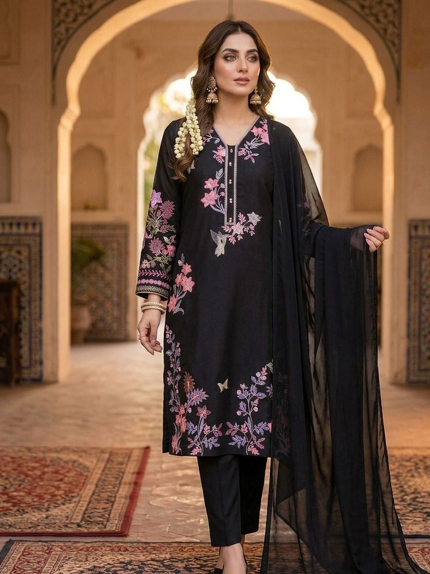 Ready To Wear Cambric Cotton Fully Multi Embroidered 3 Pcs