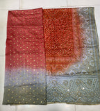 Silk Multi Colour Embroidery Shirt With Chundri Print Multi Colour Dupatta