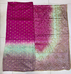 Silk Multi Colour Embroidery Shirt With Chundri Print Multi Colour Dupatta