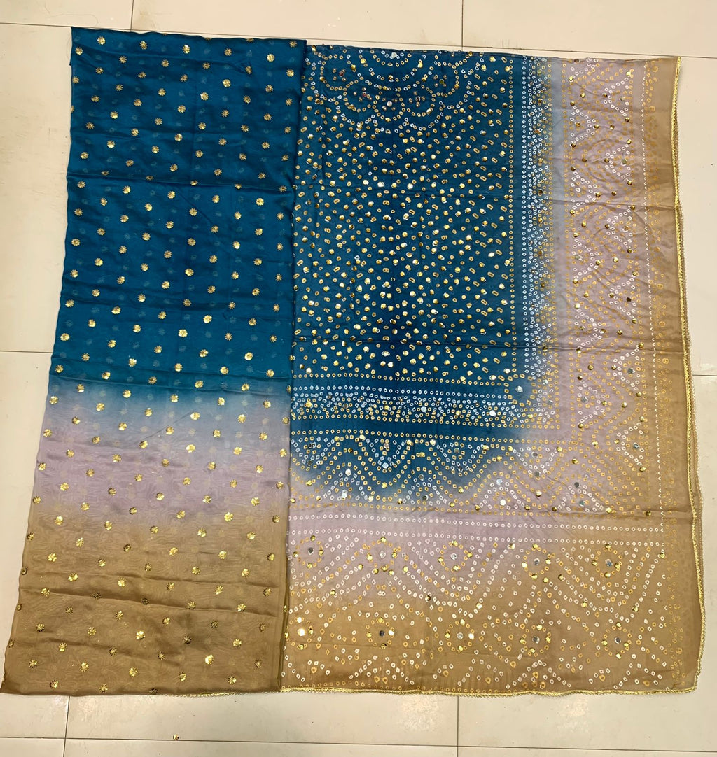 Silk Multi Colour Embroidery Shirt With Chundri Print Multi Colour Dupatta