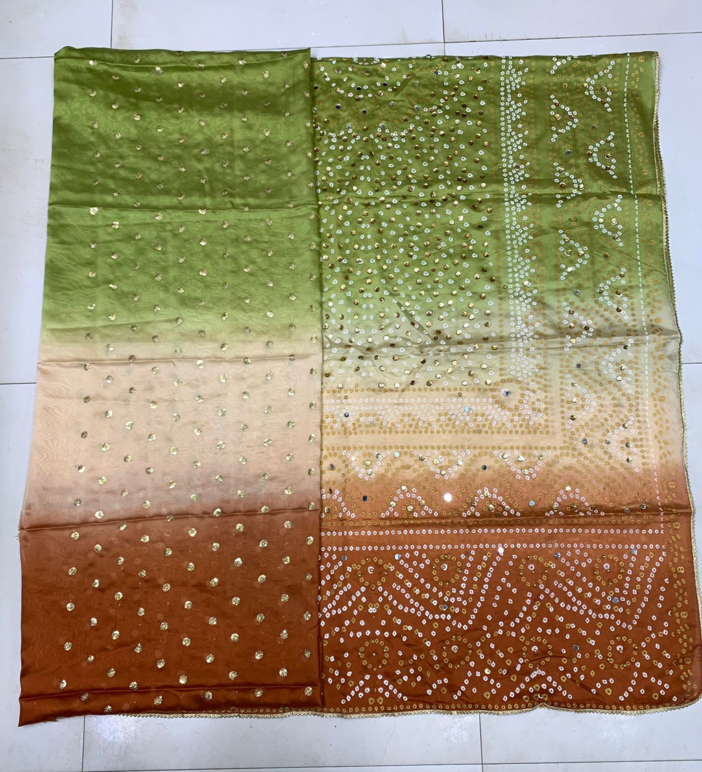 Silk Multi Colour Embroidery Shirt With Chundri Print Multi Colour Dupatta