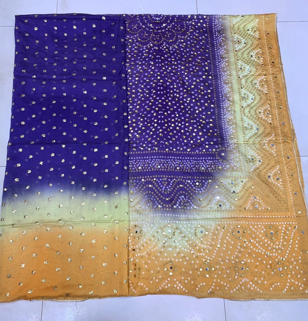 Silk Multi Colour Embroidery Shirt With Chundri Print Multi Colour Dupatta