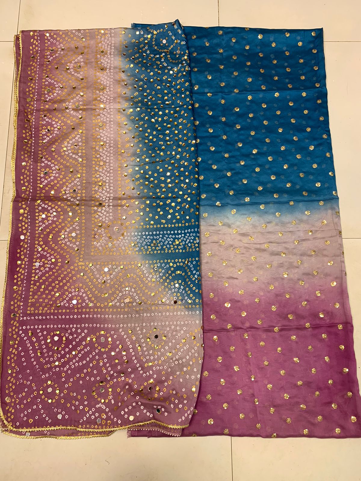 Silk Multi Colour Embroidery Shirt With Chundri Print Multi Colour Dupatta