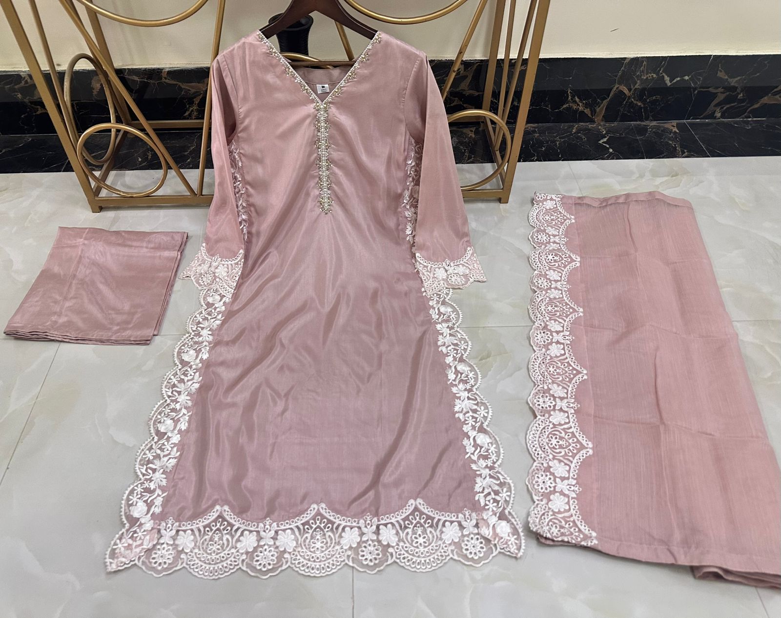 Pure Silk Embroidered 3PC Ready To Wear Suit