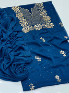 Handmade Rose Gold Mukesh Work Shifoon 2PC Suit