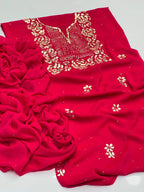 Handmade Rose Gold Mukesh Work Shifoon 2PC Suit