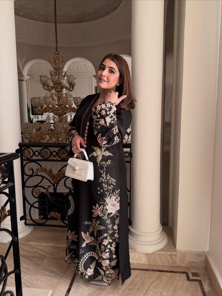 Premium Silk Embroidered 3PC Long Kaftan Set