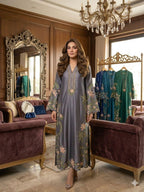 Premium Silk Embroidered 3PC Long Kaftan Set