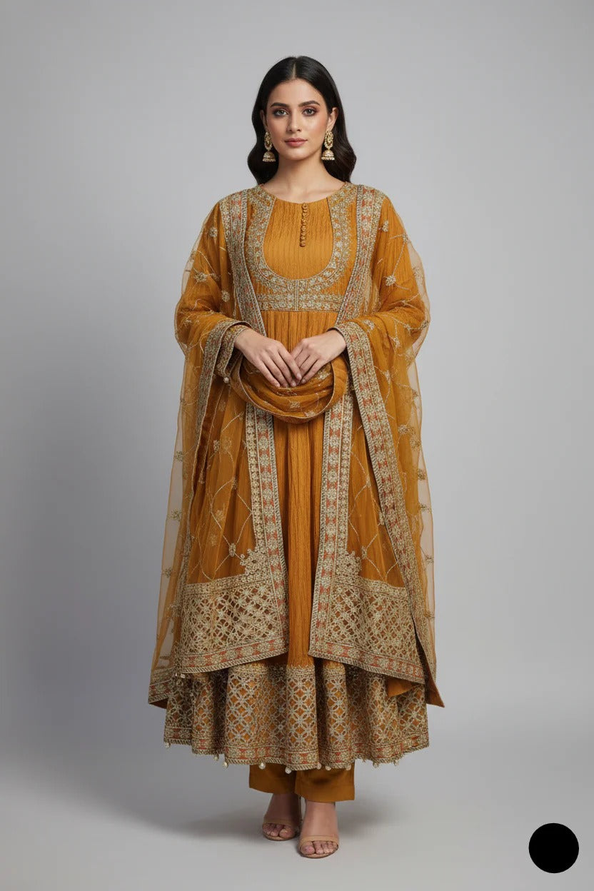 Luxury Raw Silk Embroidered 3PC Ready To Wear Dress