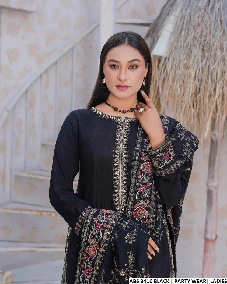 Luxury Raw Silk Embroidered 3PC Ready To Wear Dress