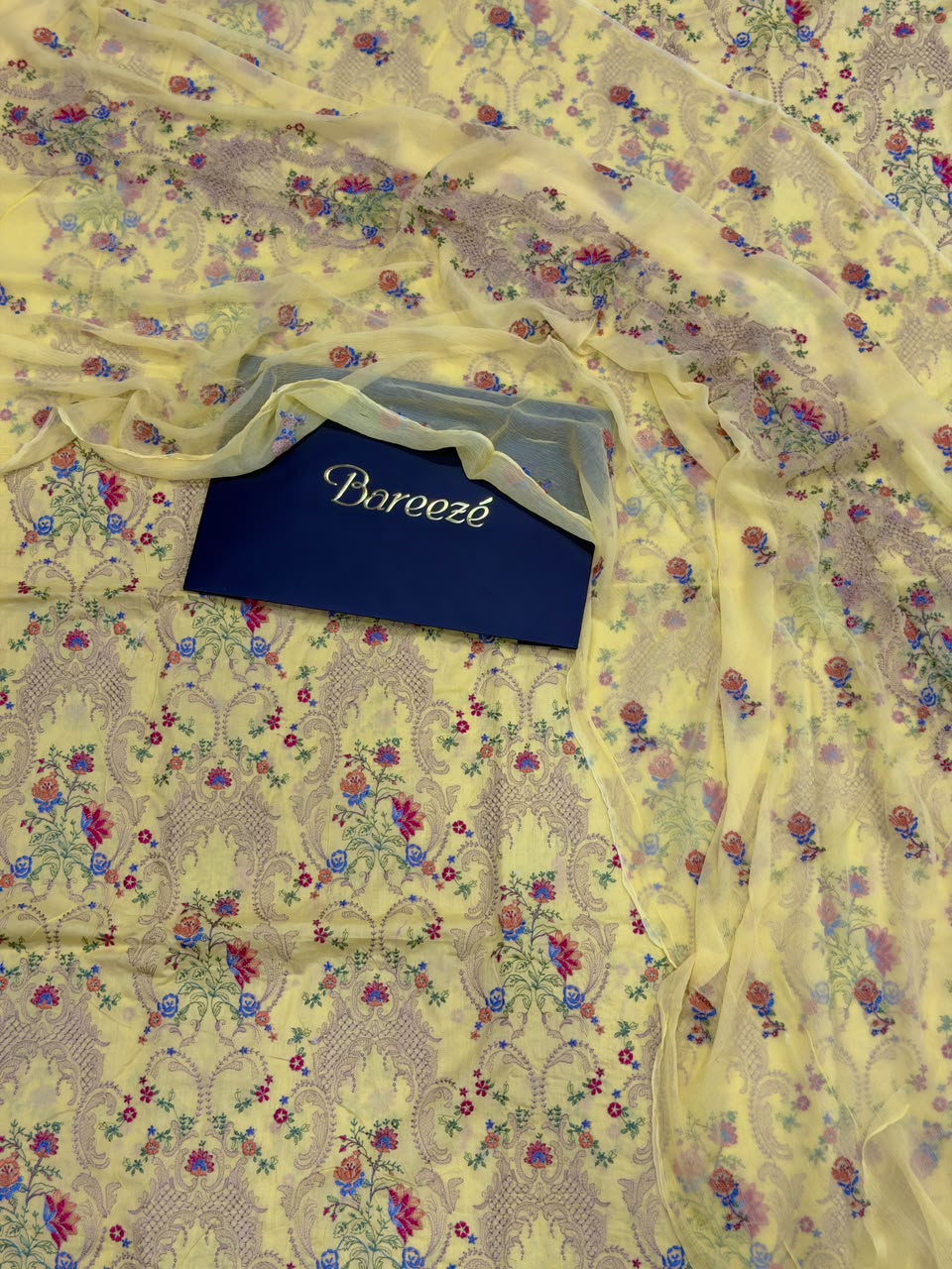 Luxury Bareeze Embroidered 3PC Unstitched Suit – Chicken Kari Style