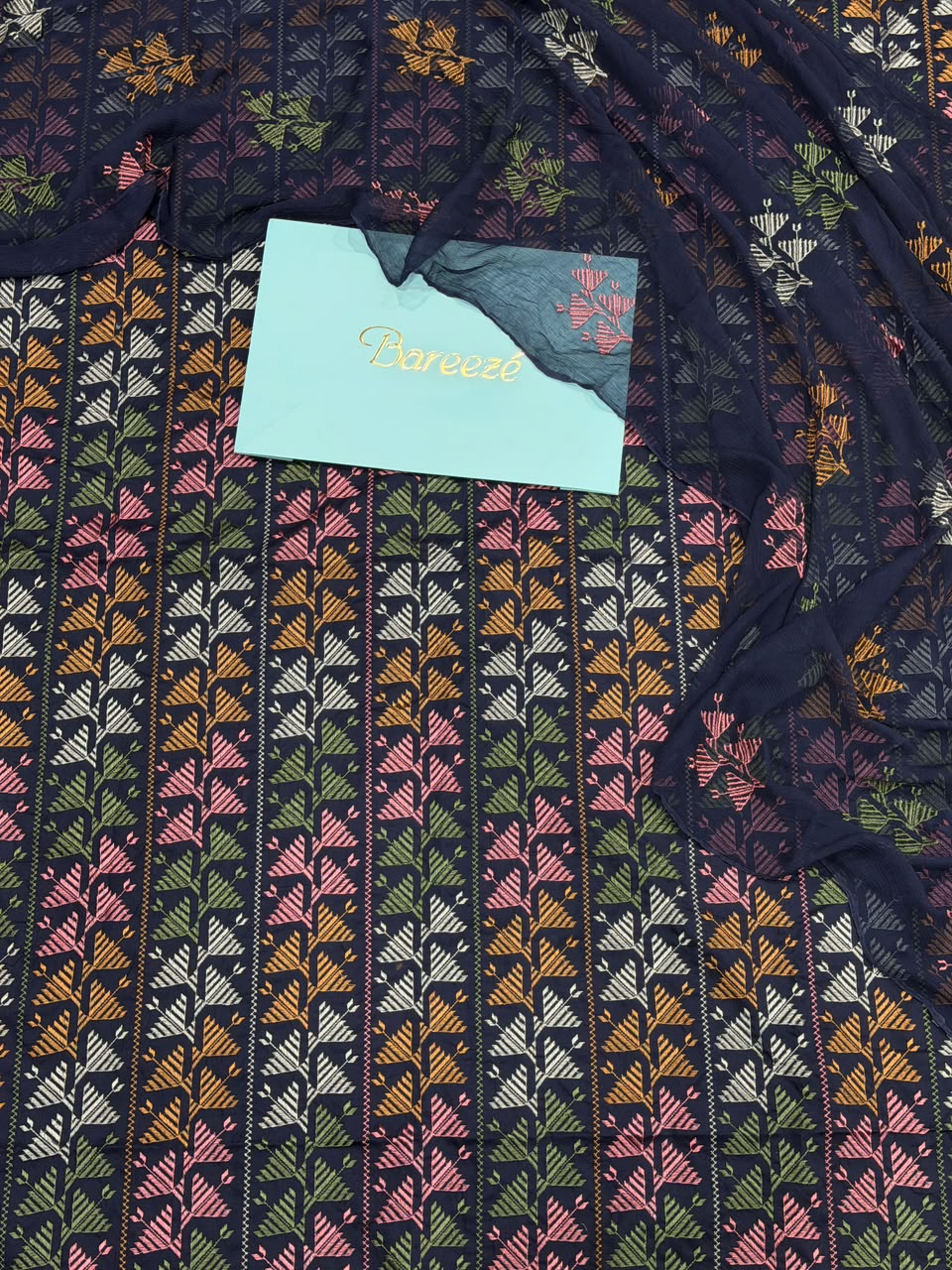 Luxury Bareeze Embroidered 3PC Unstitched Suit – Chicken Kari Style