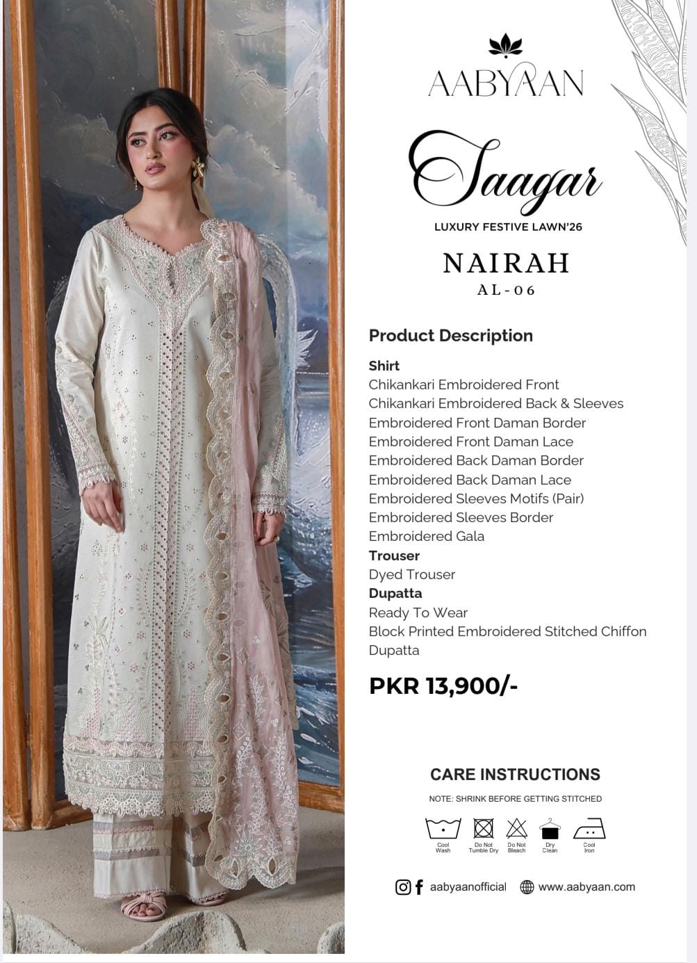 Luxury Bareeze Embroidered 3PC Unstitched Suit – Chicken Kari Style