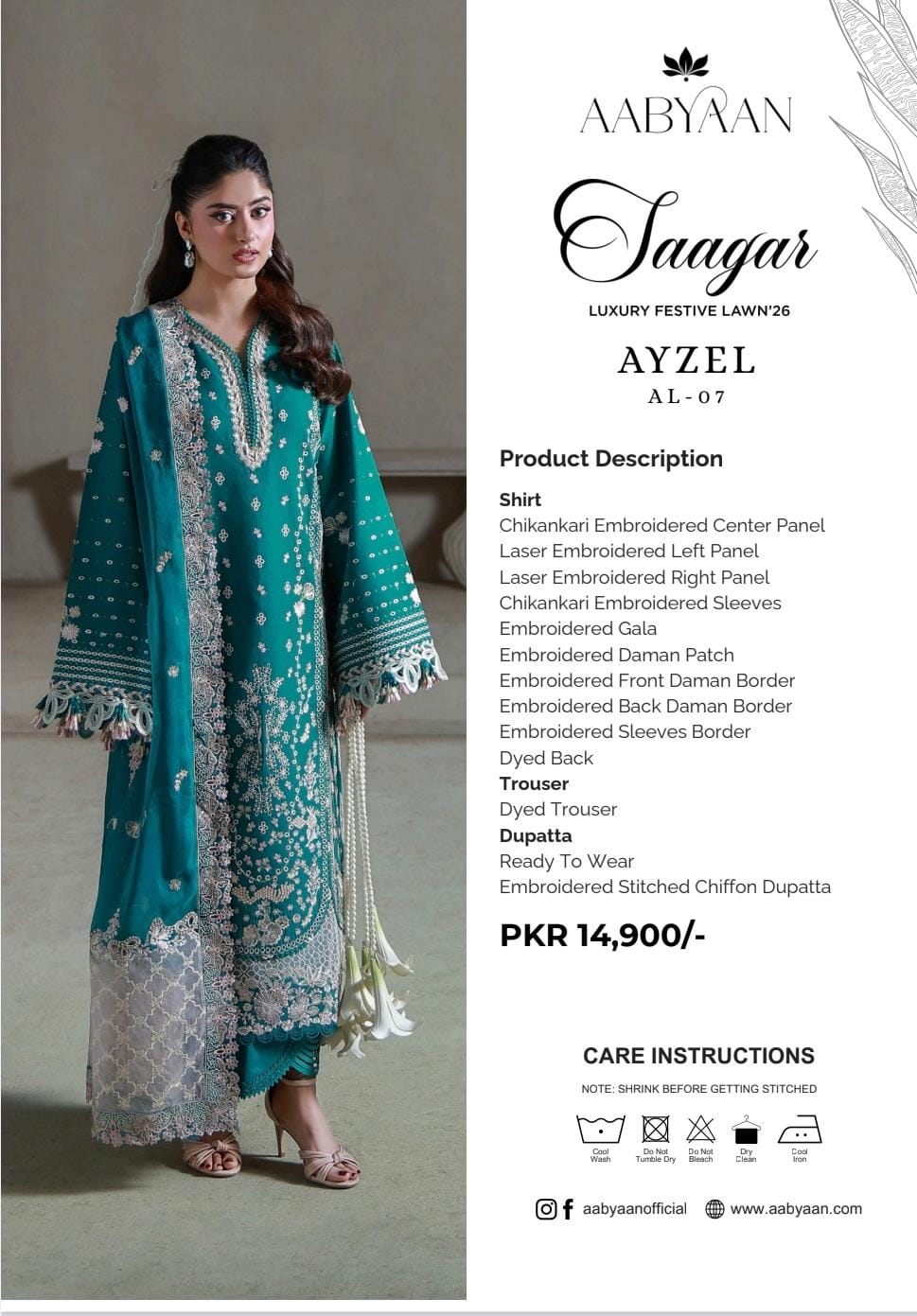 Luxury Bareeze Embroidered 3PC Unstitched Suit – Chicken Kari Style