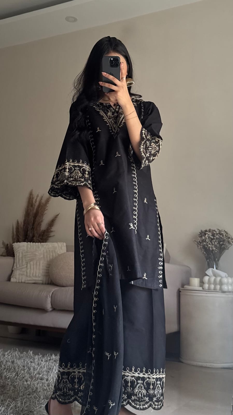 Bareen Luxury Embroidered 3PC Suit (Plazo & Dupatta Edition)