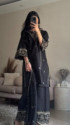 Bareen Luxury Embroidered 3PC Suit (Plazo & Dupatta Edition)