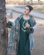 Mannat Luxury Embroidered 3PC Suit With Digital Voile Dupatta