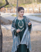 Mannat Luxury Embroidered 3PC Suit With Digital Voile Dupatta