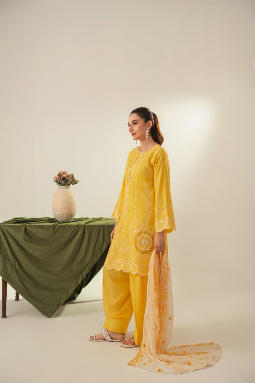 Soraya Luxury Cutwork Embroidered 3PC Suit With Farshi Trouser