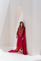 Anusha Premium Arabic Lawn Multi-Color Embroidered 3PC Suit With Chiffon Dupatta