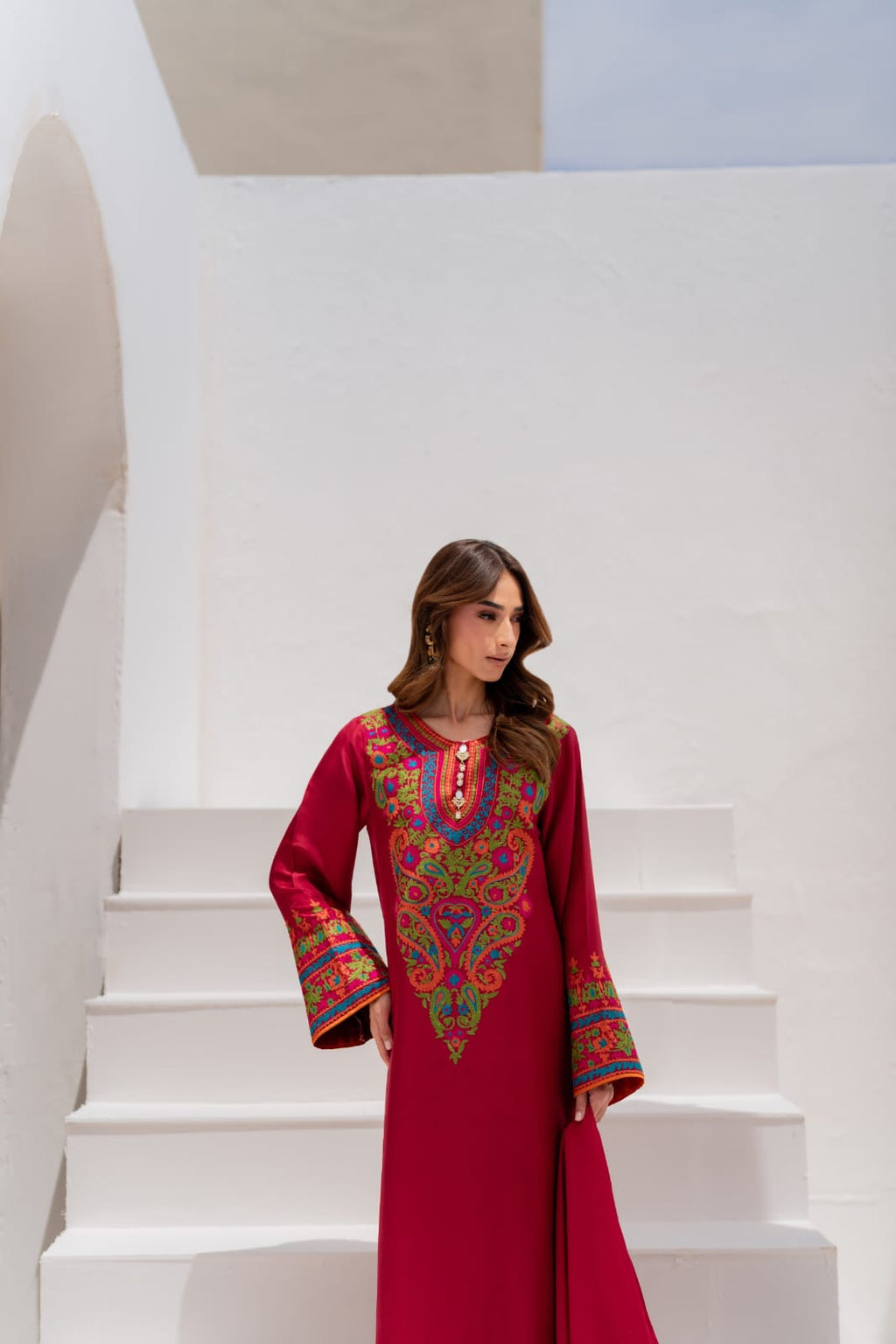 Anusha Premium Arabic Lawn Multi-Color Embroidered 3PC Suit With Chiffon Dupatta