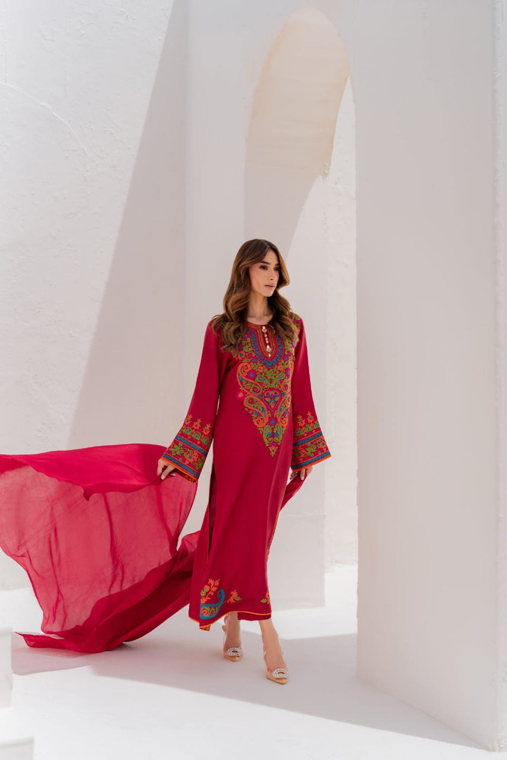 Anusha Premium Arabic Lawn Multi-Color Embroidered 3PC Suit With Chiffon Dupatta