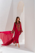 Anusha Premium Arabic Lawn Multi-Color Embroidered 3PC Suit With Chiffon Dupatta