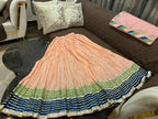 Elegant Embroidered Chiffon Festive Shirt With Crushed Silk Sharara & Organza Dupatta