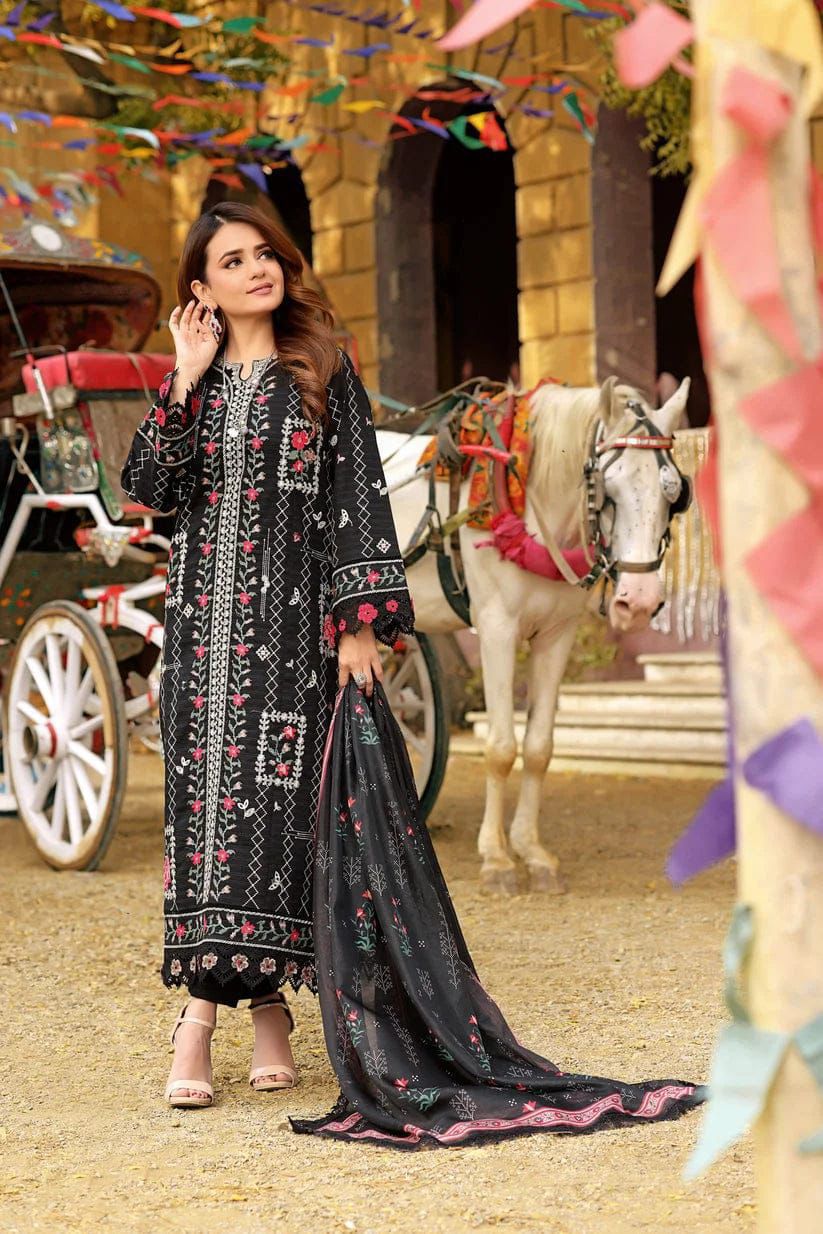 Aneelas Lawn Luxury 4Suti Embroidered 3PC Suit With Cutwork Silk Dupatta