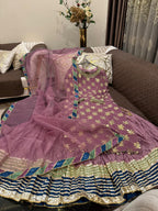 Elegant Embroidered Chiffon Festive Shirt With Crushed Silk Sharara & Organza Dupatta