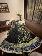 Elegant Embroidered Chiffon Festive Shirt With Crushed Silk Sharara & Organza Dupatta