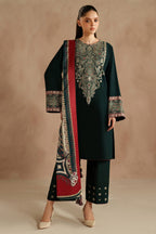 Dinar Premium Lawn Embroidered 3PC Suit With Digital Voil Dupatta