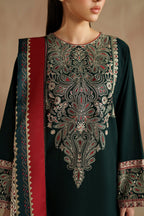 Dinar Premium Lawn Embroidered 3PC Suit With Digital Voil Dupatta