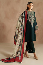 Dinar Premium Lawn Embroidered 3PC Suit With Digital Voil Dupatta