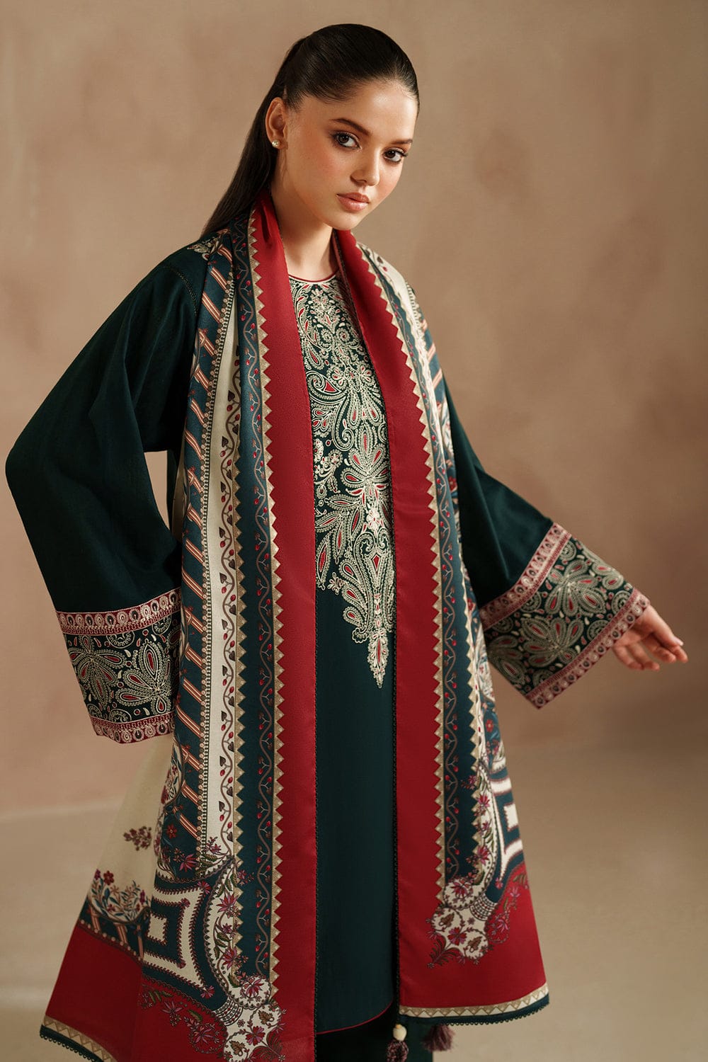 Dinar Premium Lawn Embroidered 3PC Suit With Digital Voil Dupatta