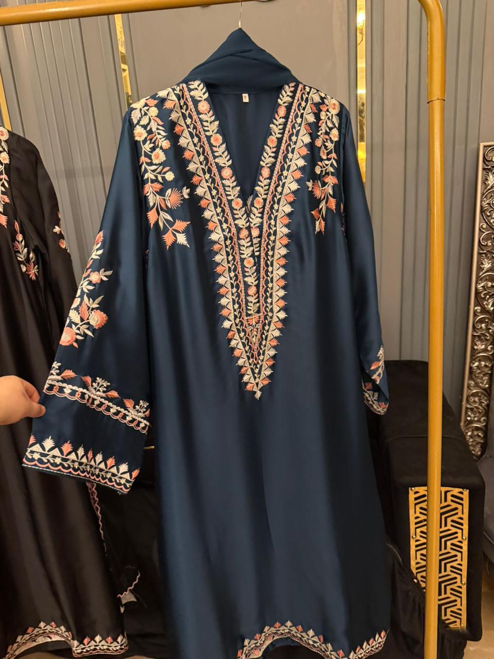 Luxury Russian Silk Heavy Embroidered 3PC Suit With Chiffon Dupatta (Long Length)