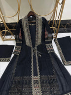 Luxury Pure Khaddi Organza Handwork Festive Gown 5PC Set With Embroidered Plazzo & Potli Bag