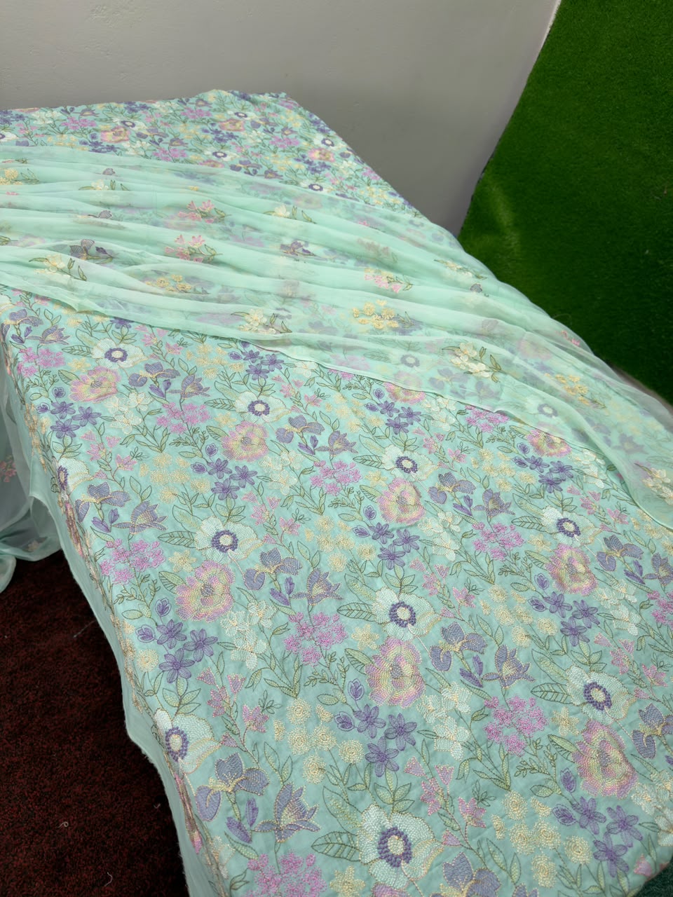 Bareeze Inspired Luxury Chicken Kari 3PC Suit With Pure Chiffon Dupatta