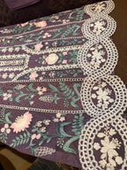 Elegant Chikankari Embroidered Long Shirt 3PC Suit With Shaded Chiffon Dupatta