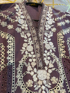 Elegant Chikankari Embroidered Long Shirt 3PC Suit With Shaded Chiffon Dupatta
