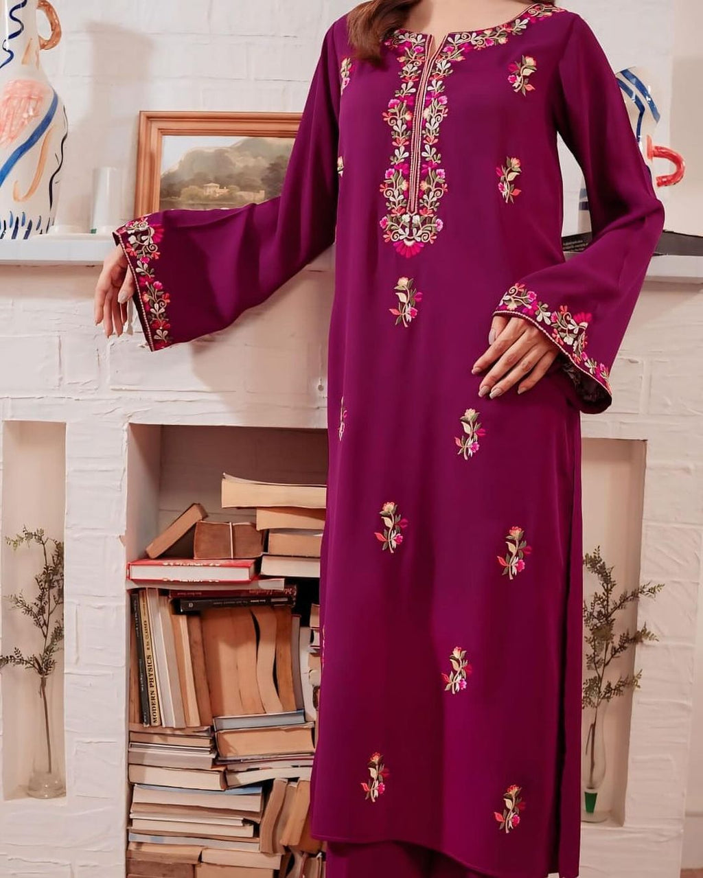 Kw Fashion Phulkari Premium Winter Linen 2PC Embroidered Suit