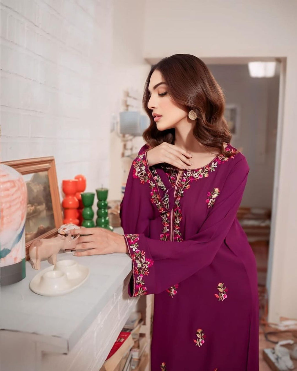 Kw Fashion Phulkari Premium Winter Linen 2PC Embroidered Suit