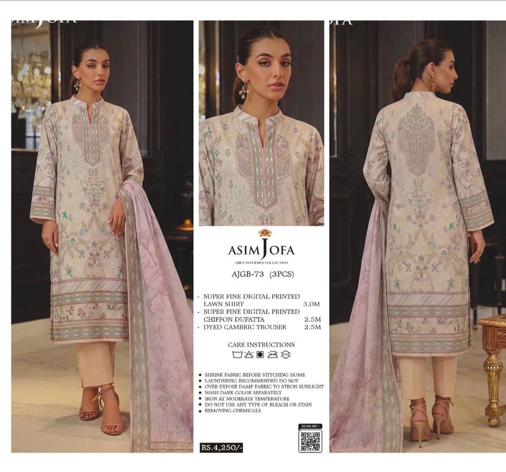 Asim Jofa Asra Intermix Collection Unstitched 3PC Printed Lawn Series