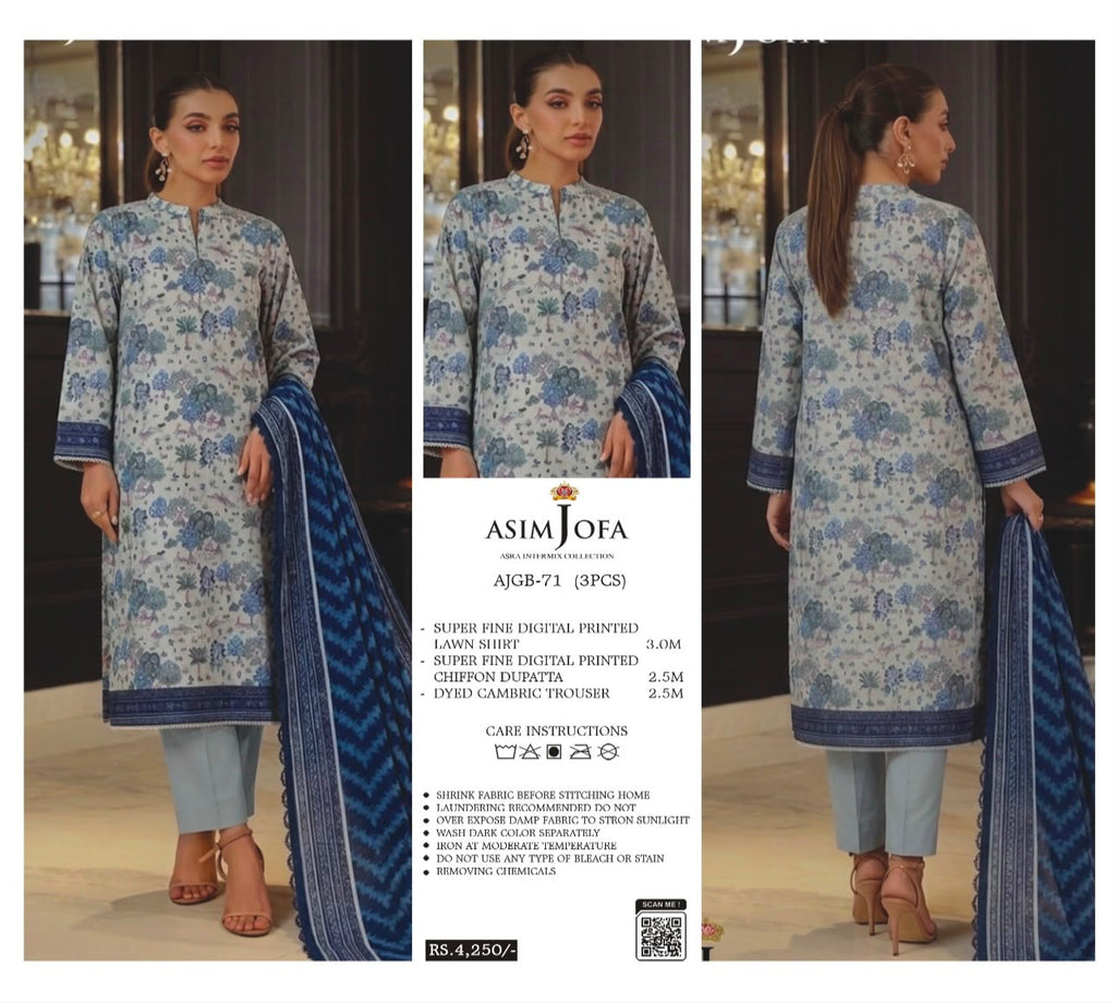 Asim Jofa Asra Intermix Collection Unstitched 3PC Printed Lawn Series
